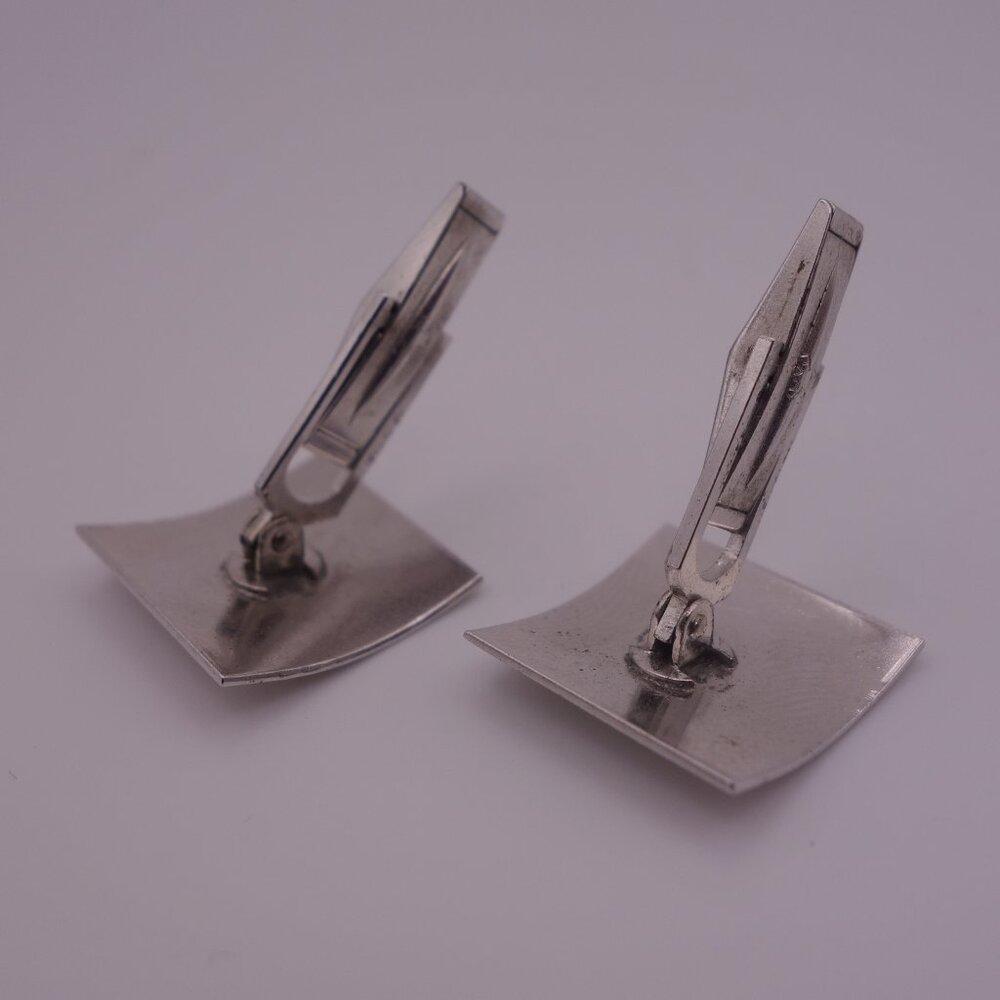 Silver Color Cuff Links with Pattern - Picture 10 of 14